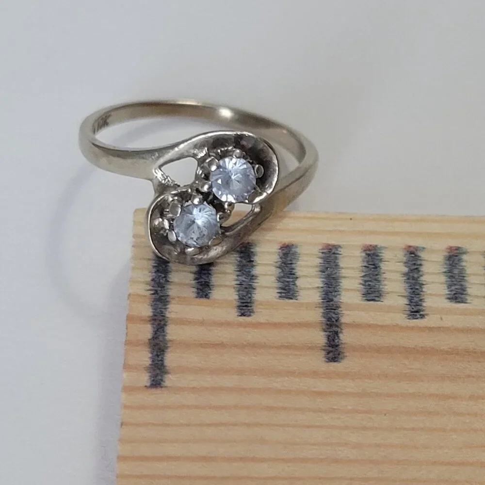 1960s Blue Topaz Ring 10k Vintage White Gold Dason December Birthstone - Picture 11 of 15